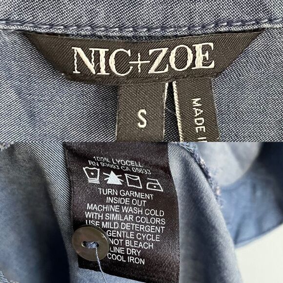 NIC + ZOE Blue Chambray Tunic Dress Shirtdress Coverup S - Picture 5 of 6